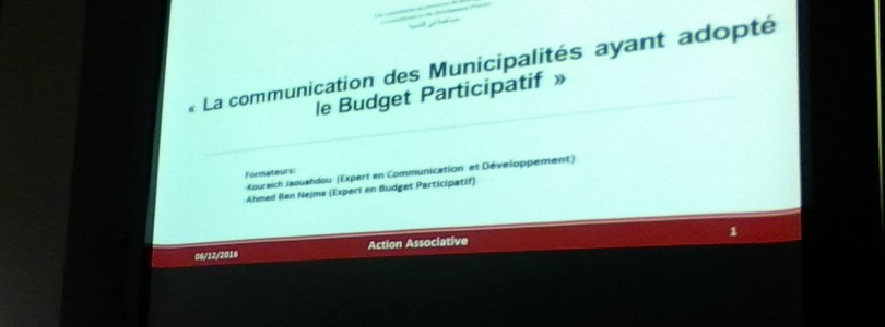 Formation en communication des Municipalités qui ont adopté le Budget participatif